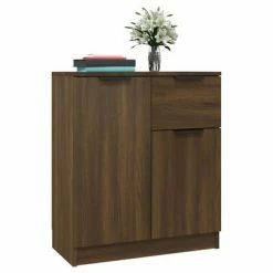 VidaXL Buffet Chêne marron 60x30x70 cm Bois d'ingénierie -Buffets & bahuts Soldes image 4 816999