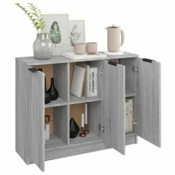 VidaXL Buffet Sonoma gris 90,5x30x70 cm Bois d'ingénierie -Buffets & bahuts Soldes image 4 817025