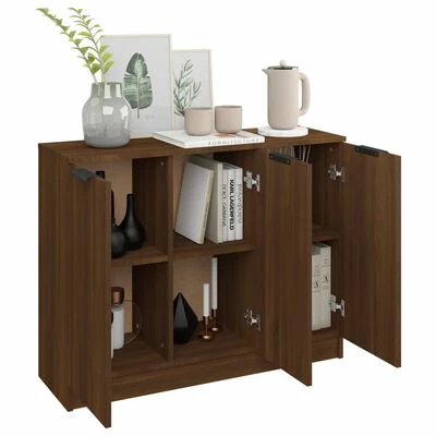 VidaXL Buffet Chêne marron 90,5x30x70 cm Bois d'ingénierie 4 VidaXL Buffet Chêne marron 90,5x30x70 cm Bois d'ingénierie – Image 4