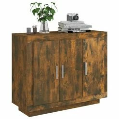 VidaXL Buffet Chêne fumé 92x35x75 cm Bois d'ingénierie -Buffets & bahuts Soldes image 4 817240