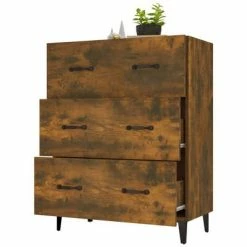 VidaXL Buffet Chêne fumé 69,5x34x90 cm Bois d'ingénierie -Buffets & bahuts Soldes image 4 817348