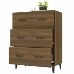 VidaXL Buffet Chêne marron 69,5x34x90 cm Bois d'ingénierie -Buffets & bahuts Soldes image 4 817350