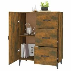 VidaXL Buffet Chêne fumé 69,5x34x90 cm Bois d'ingénierie -Buffets & bahuts Soldes image 4 817354