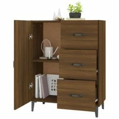 VidaXL Buffet Chêne marron 69,5x34x90 cm Bois d'ingénierie -Buffets & bahuts Soldes image 4 817356
