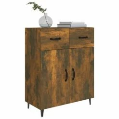 VidaXL Buffet Chêne fumé 69,5x34x90 cm Bois d'ingénierie -Buffets & bahuts Soldes image 4 817360
