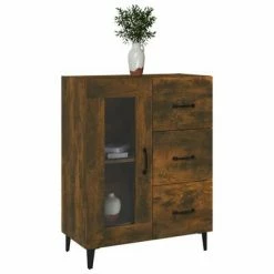 VidaXL Buffet Chêne fumé 69,5x34x90 cm Bois d'ingénierie -Buffets & bahuts Soldes image 4 817366