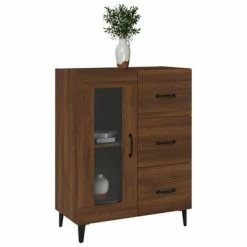 VidaXL Buffet Chêne marron 69,5x34x90 cm Bois d'ingénierie -Buffets & bahuts Soldes image 4 817368