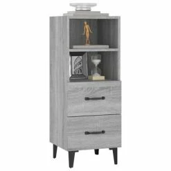 VidaXL Buffet Sonoma gris 34,5x34x90 cm Bois d'ingénierie -Buffets & bahuts Soldes image 4 817418