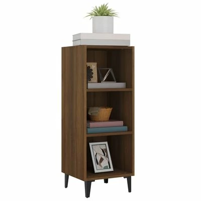 VidaXL Buffet Chêne marron 34,5x32,5x90 cm Bois d'ingénierie 4 VidaXL Buffet Chêne marron 34,5x32,5x90 cm Bois d'ingénierie – Image 4