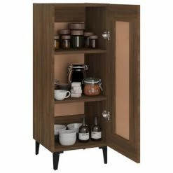 VidaXL Buffet Chêne marron 34,5x34x90 cm Bois d'ingénierie -Buffets & bahuts Soldes image 4 817437