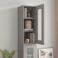 VidaXL Armoire murale suspendue Sonoma gris 34,5x34x90 cm -Buffets & bahuts Soldes image 4 817445