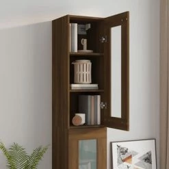 VidaXL Armoire murale suspendue Chêne marron 34,5x34x90 cm -Buffets & bahuts Soldes image 4 817446