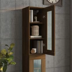 VidaXL Armoire murale suspendue Chêne marron 34,5x34x90 cm -Buffets & bahuts Soldes image 4 817449