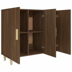 VidaXL Buffet Chêne marron 90x34x80 cm Bois d'ingénierie -Buffets & bahuts Soldes image 4 817461