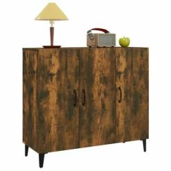 VidaXL Buffet Chêne fumé 90x34x80 cm Bois d'ingénierie -Buffets & bahuts Soldes image 4 817462