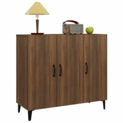 VidaXL Buffet Chêne marron 90x34x80 cm Bois d'ingénierie -Buffets & bahuts Soldes image 4 817464