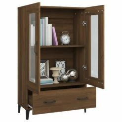 VidaXL Buffet Chêne marron 70x31x115 cm Bois d'ingénierie -Buffets & bahuts Soldes image 4 817482