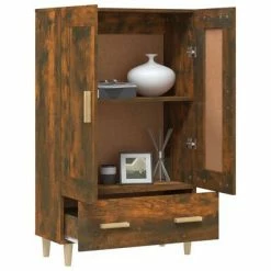 VidaXL Buffet haut Chêne fumé 70x31x115 cm Bois d'ingénierie -Buffets & bahuts Soldes image 4 817483