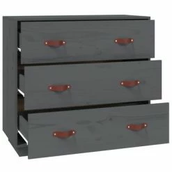 VidaXL Buffet Gris 80x40x75 cm Bois massif de pin -Buffets & bahuts Soldes image 4 820109