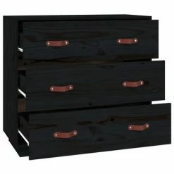 VidaXL Buffet Noir 80x40x75 cm Bois massif de pin -Buffets & bahuts Soldes image 4 820111