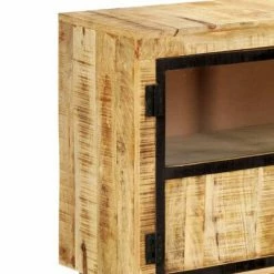 VidaXL Buffet Marron et noir 160x30x80 cm Bois de manguier solide brut -Buffets & bahuts Soldes image 5 247994