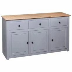 VidaXL Buffet Gris 135x40x80 cm Pin solide Assortiment Panama -Buffets & bahuts Soldes image 5 282704