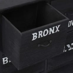 VidaXL Armoire latérale et 6 tiroirs Noir 60x30x75 cm Bois Paulownia -Buffets & bahuts Soldes image 5 284099