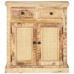 VidaXL Buffet 65x32x70 cm Bois de manguier massif et canne naturelle -Buffets & bahuts Soldes image 5 289086