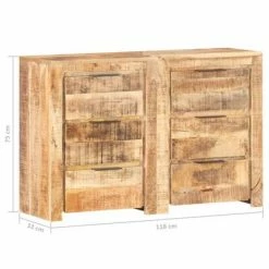 VidaXL Armoire à tiroirs 118x33x75 cm Bois de manguier massif -Buffets & bahuts Soldes image 5 3056728