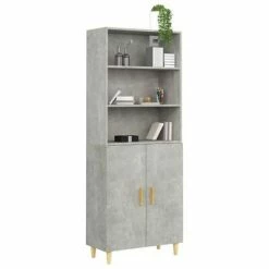 VidaXL Buffet haut Gris béton Bois d'ingénierie -Buffets & bahuts Soldes image 5 3115103