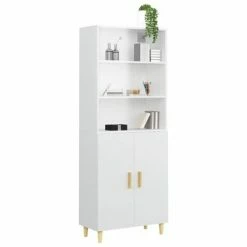 VidaXL Buffet haut Blanc brillant Bois d'ingénierie -Buffets & bahuts Soldes image 5 3115104