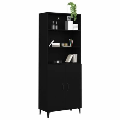 VidaXL Buffet haut Noir Bois d'ingénierie 5 VidaXL Buffet haut Noir Bois d'ingénierie – Image 5