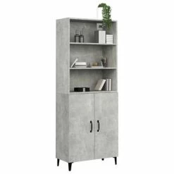 VidaXL Buffet haut Gris béton Bois d'ingénierie -Buffets & bahuts Soldes image 5 3115111