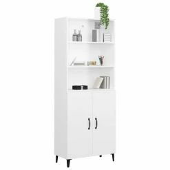 VidaXL Buffet haut Blanc brillant Bois d'ingénierie -Buffets & bahuts Soldes image 5 3115112