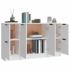 VidaXL Buffets 3 pcs Blanc Bois d'ingénierie -Buffets & bahuts Soldes image 5 3115844