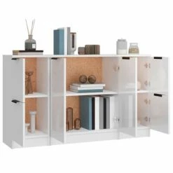 VidaXL Buffets 3 pcs Blanc brillant Bois d'ingénierie -Buffets & bahuts Soldes image 5 3115848