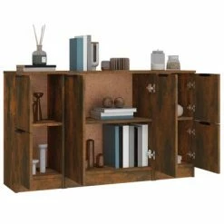 VidaXL Buffets 3 pcs Chêne fumé Bois d'ingénierie -Buffets & bahuts Soldes image 5 3115849