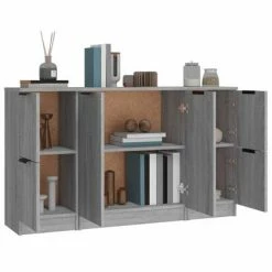 VidaXL Buffets 3 pcs Sonoma gris Bois d'ingénierie -Buffets & bahuts Soldes image 5 3115850