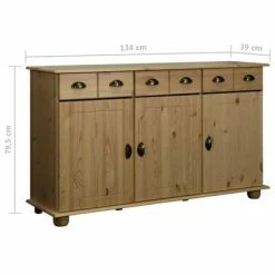 VidaXL Buffet 134x39x79,5 cm Bois de pin massif 10 VidaXL Buffet 134x39x79,5 cm Bois de pin massif -Buffets & bahuts Soldes image 5 325538