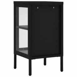 VidaXL Buffet Noir 38x35x70 cm Acier et verre -Buffets & bahuts Soldes image 5 336061