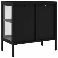 VidaXL Buffet Noir 70x35x70 cm Acier et verre -Buffets & bahuts Soldes image 5 336064