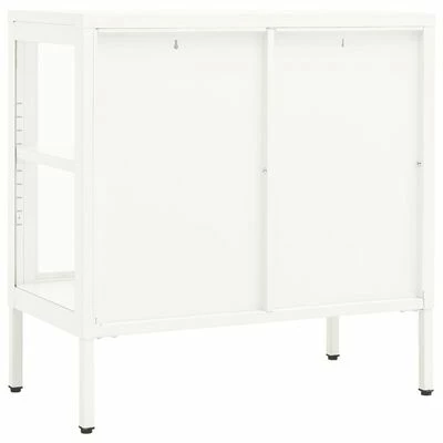 VidaXL Buffet Blanc 70x35x70 cm Acier et verre 5 VidaXL Buffet Blanc 70x35x70 cm Acier et verre – Image 5