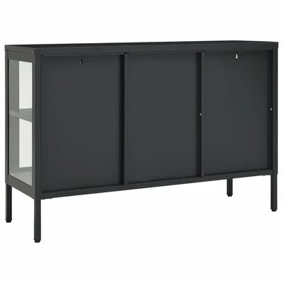 VidaXL Buffet Anthracite 105x35x70 cm Acier et verre 5 VidaXL Buffet Anthracite 105x35x70 cm Acier et verre – Image 5