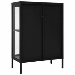 VidaXL Buffet Noir 75x35x105 cm Acier et verre -Buffets & bahuts Soldes image 5 336070