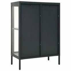 VidaXL Buffet Anthracite 75x35x105 cm Acier et verre -Buffets & bahuts Soldes image 5 336072