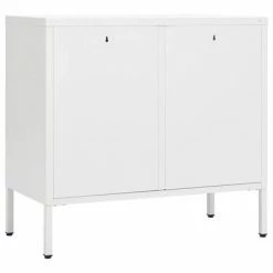 VidaXL Buffet Blanc 75x35x70 cm Acier et verre trempé -Buffets & bahuts Soldes image 5 336074