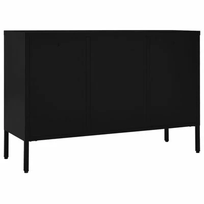 VidaXL Buffet Noir 105x35x70 cm Acier et verre trempé 5 VidaXL Buffet Noir 105x35x70 cm Acier et verre trempé – Image 5