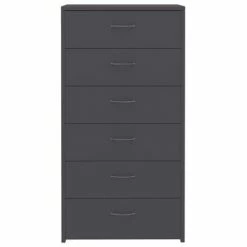 800668 vidaXL Sideboard with 6 Drawers Grey 50x34x96 cm Chipboard -Buffets & bahuts Soldes image 5 800668
