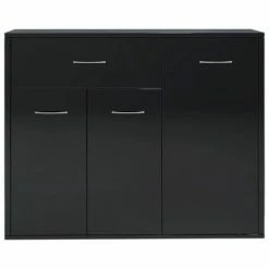 VidaXL Buffet Noir brillant 88x30x70 cm Aggloméré -Buffets & bahuts Soldes image 5 800682