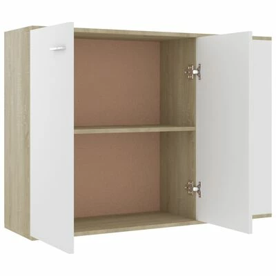 VidaXL Buffet Blanc et chêne sonoma 105x30x75 cm Aggloméré 5 VidaXL Buffet Blanc et chêne sonoma 105x30x75 cm Aggloméré – Image 5